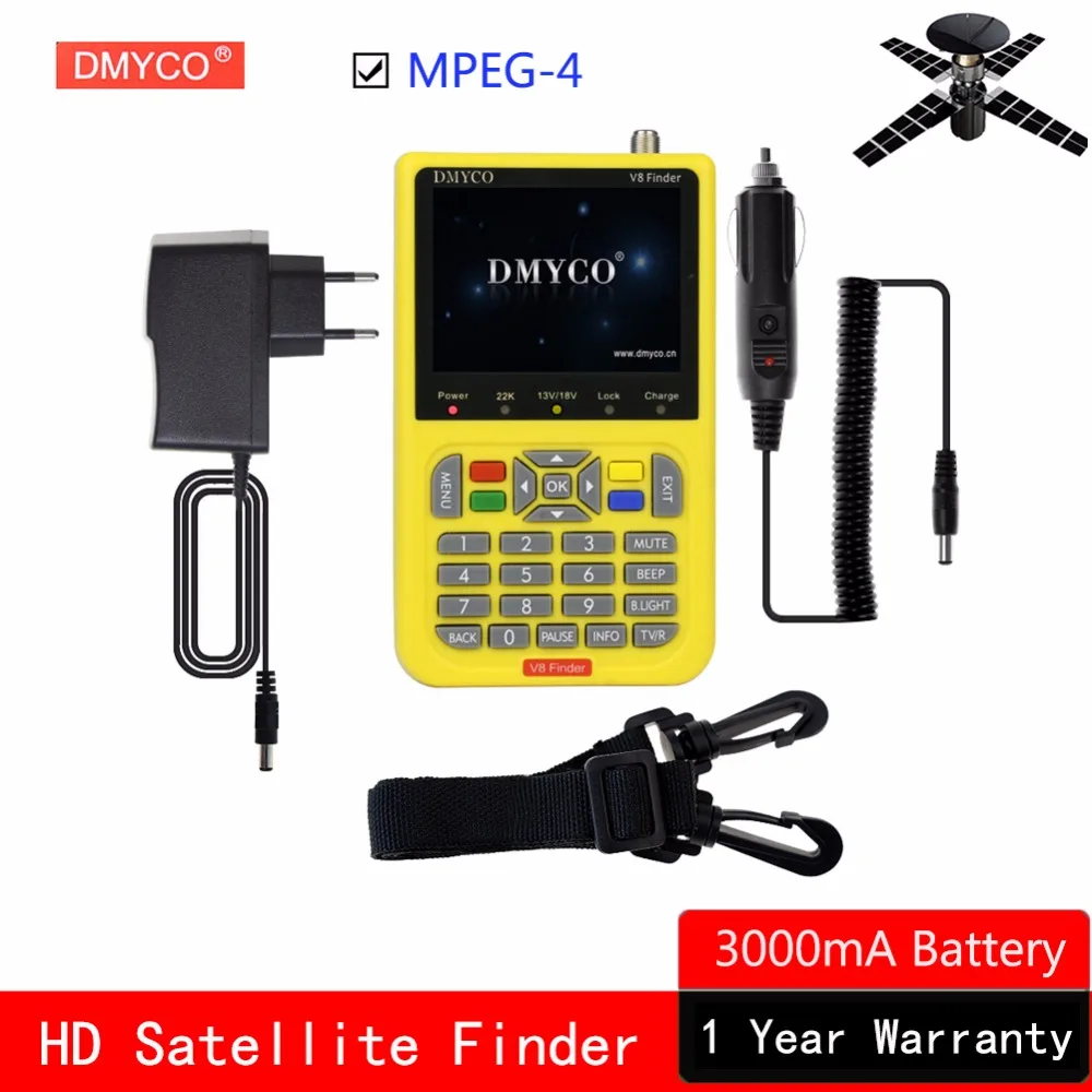 

DMYCO MPEG-4 HD Finder DVB-S2 High Definition Satellite Finder DVB S2 lnb Satellite Meter Full 1080P FTA Sat finder 3.5 inch LCD