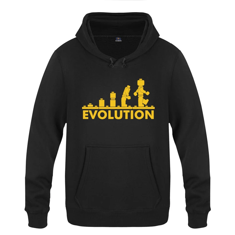 LEGO EVOLUTION Sheldon Cooper Funny Creative Sweatshirts Men 2018 Mens Hooded Fleece Pullover Hoodies | Мужская одежда
