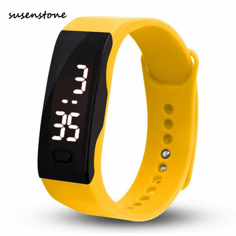 Susenstone Модные мужские и женские часы унисекс, резиновый светодиодный спортивный браслет с датой, цифровые наручные часы, простые часы Relojes Hombre Y25 - Цвет: Yellow
