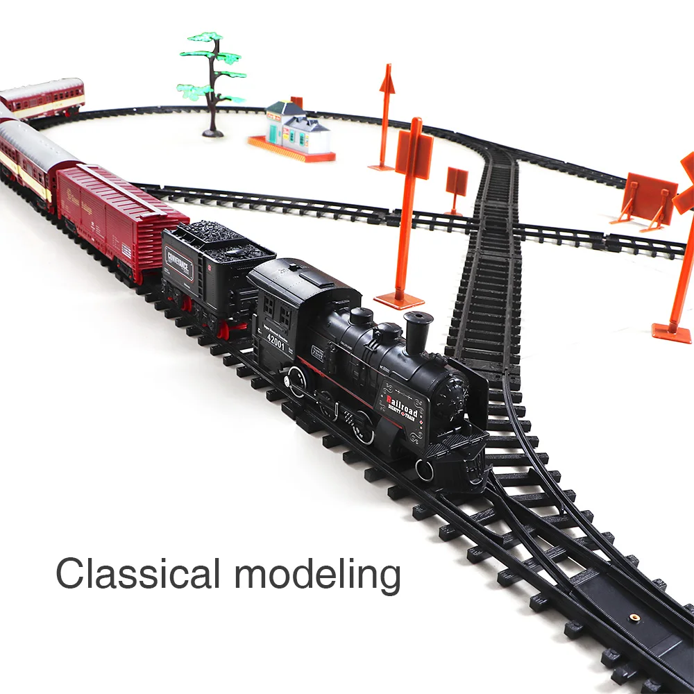 Классический моторизованный поезд набор Электрический локомотив модель поезда с двигателем, треками, светодиодный светильник поезда и реалистичный звук для России
