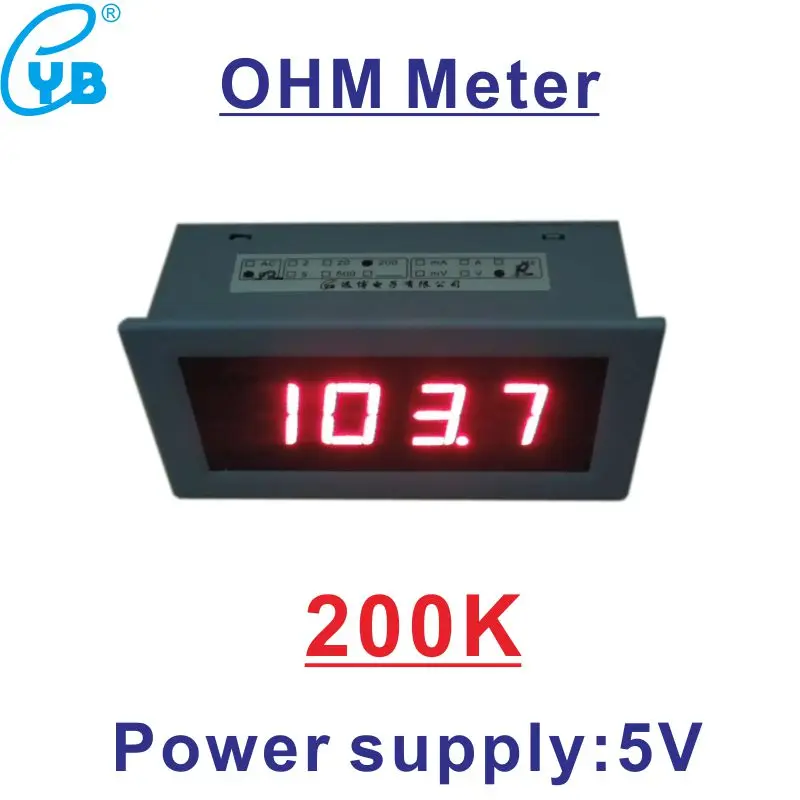 0 200K Ohms Meters DC 5V LED Red Display Resistance Monitor Resistance