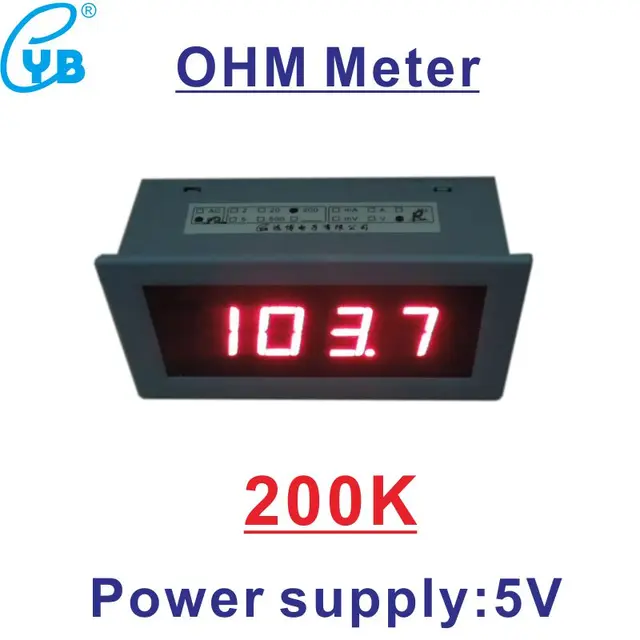 0 200K Ohms Meters DC 5V LED Red Display Resistance Monitor Resistance
