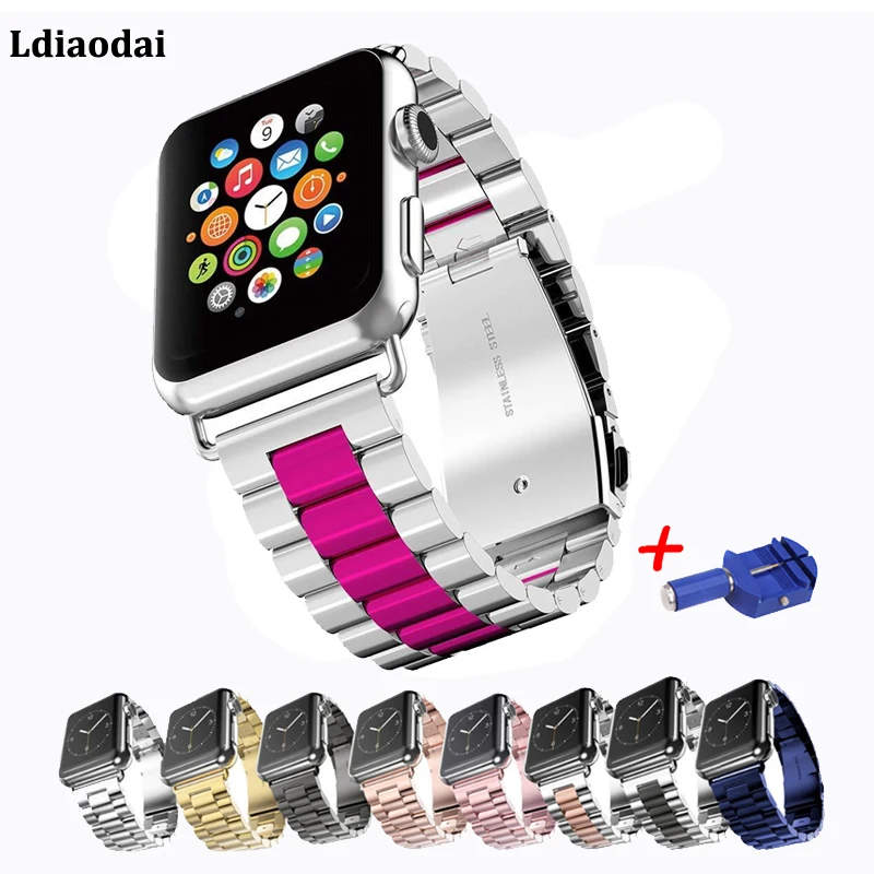 Ремешок из нержавеющей стали для apple watch band 5 44 мм 40 звеньевой браслет