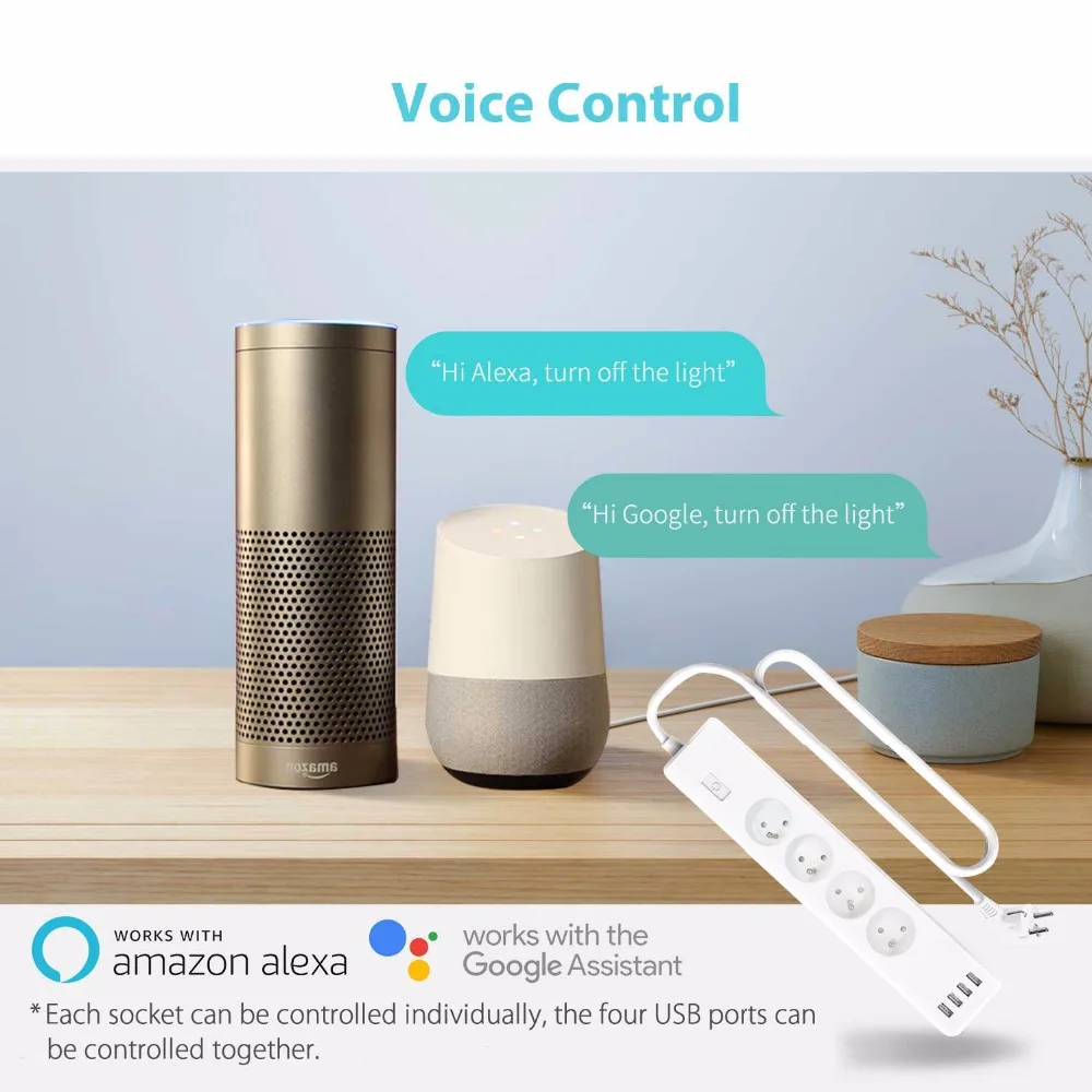 Французский Смарт Wi-Fi стабилизатор напряжения, Amazon Alexa и Google Assistant и IFTTT поддерживается, приложение дистанционного управления Meross MSS425F
