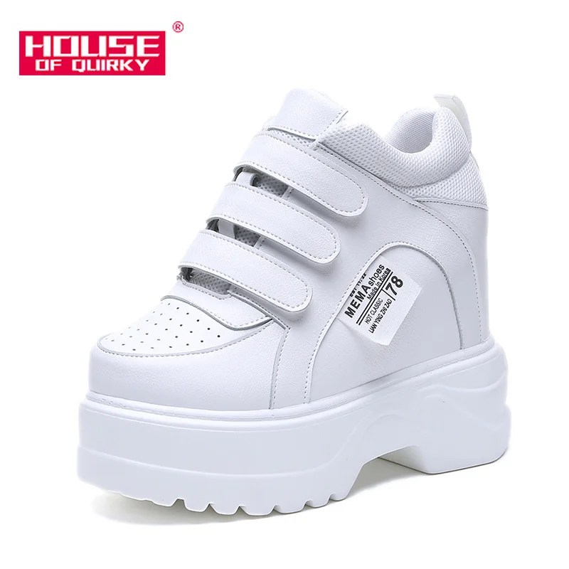 

Fashion High Help Women White Sports Shoes Casual Wedge Women Vulcanized Shoes Outdoor Platform Shoes Waterproof Taiwan 2019 New