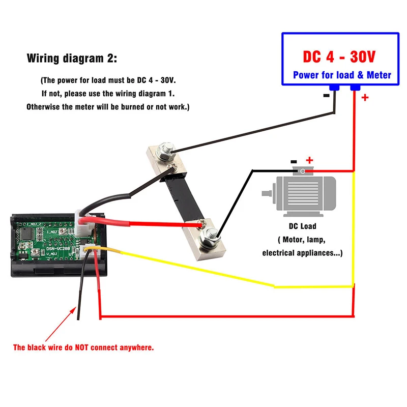 Dual Display Digital Voltmeter Ammeter Blue Red LED Amp Volt Meter with Current Shunt DC100V 100A