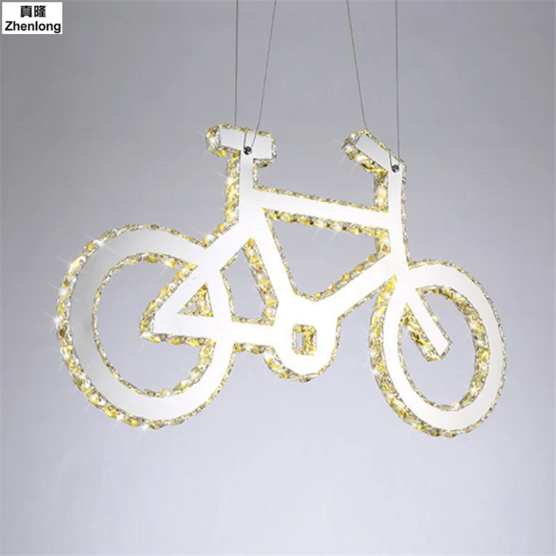 

Creative Restaurant Lamp Modern Pendant lights Simple Bike Pendant lamps Living room bedroom bar crystal Hanging lights Home LED