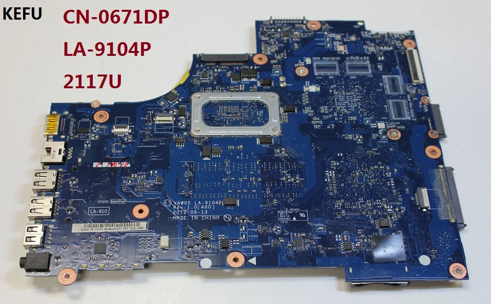 For Dell Inspiron 3521 5521 Laptop Motherboard 0671DP 671DP LA-9104P SR0VQ 2117U