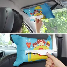 Cartoon Car Visor Tissue Box Cover Auto Seat Back Hanging Storage Holder Tissue Box Container Car Towel Napkin Papers Bag Holder