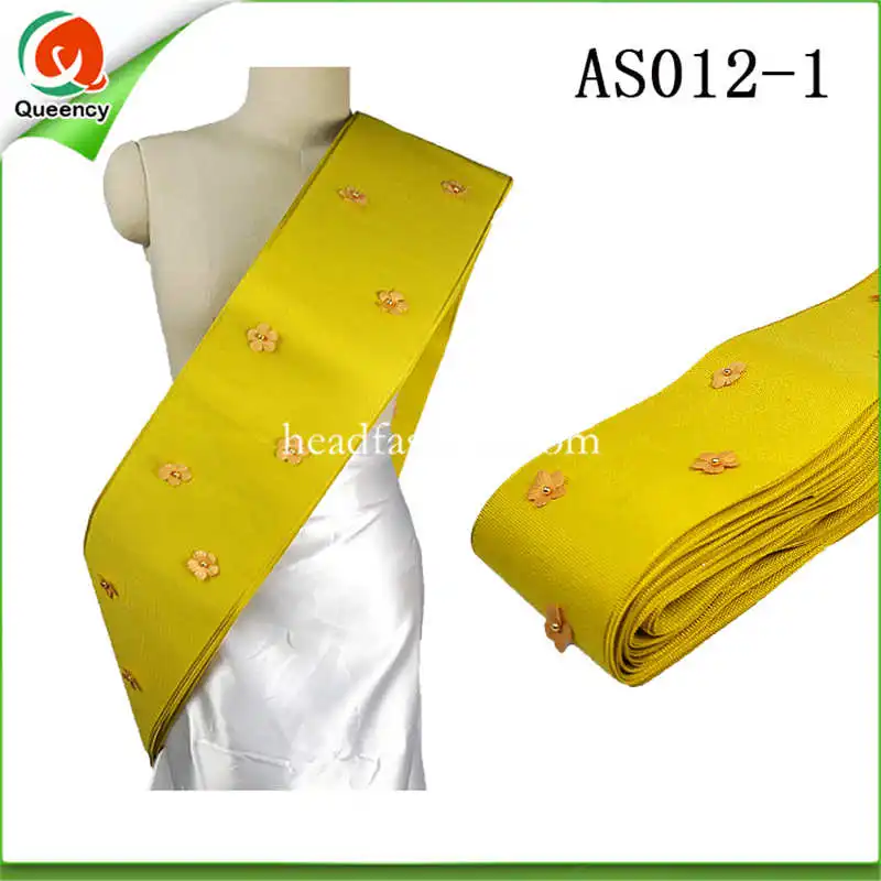 

2017wholesale African ASO oke headtie with 3d flowers with beads 11color available length17.2 meters African ASO EBI for women .