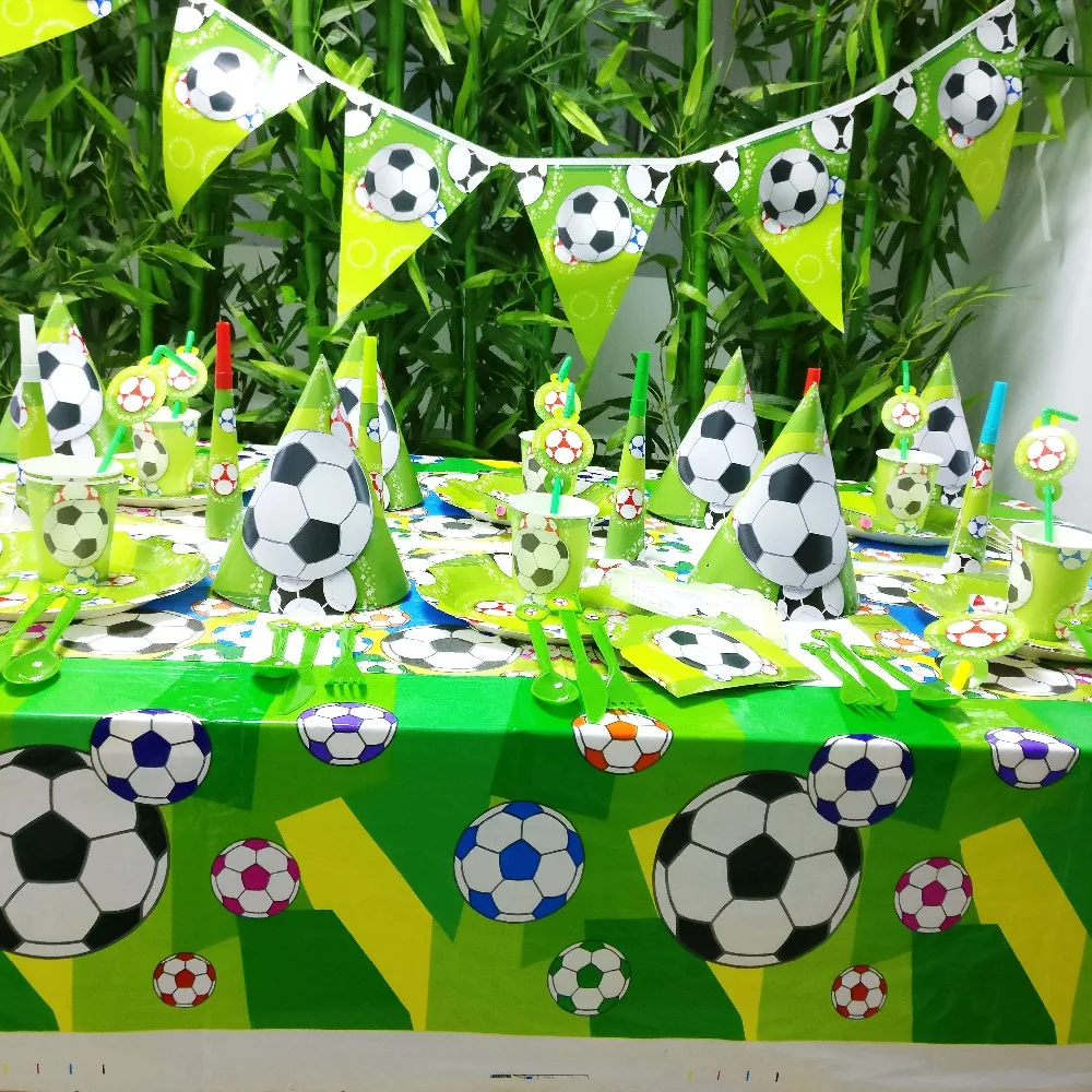

Football Motion Baby Birthday Party Decorations Kids Girl And Boy Disposable Tableware Party Supplies Party Decoration Set