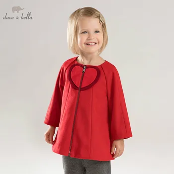 

DB8422 dave bella baby girls wool jacket chidlren fashion red coat infant toddler boutique outerwear