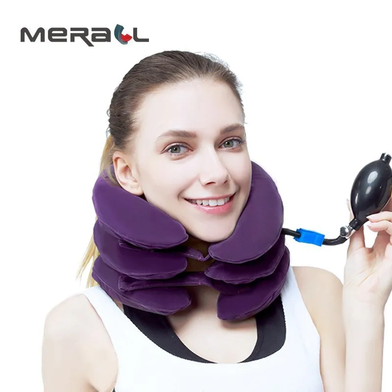 

Medical PVC liner Full velvet Pro Neck Cervical Traction Device Neck Stretcher Protector Relaxation inflatable collar neck care
