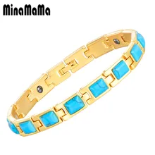 Медные, золотистого цвета зеленый натуральный камень магнитные браслеты для женщин здоровье и гигиена Элементы Браслет энергии ионный баланс Ювелирные изделия