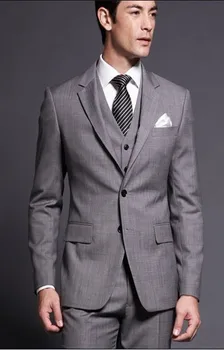 Skup Wykonane Na Zamówienie Męskie Garnitury Groomsmen Notch Lapel Groom Smokingi Szary ślubne Najlepszy Człowiek Garnitur (kurtka + Spodnie + Krawat + Kamizelka) A28