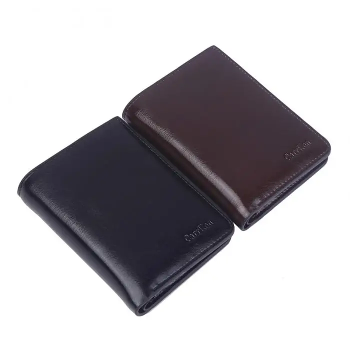Мужской короткий кошелек из искусственной кожи, Двойная застежка-молния, кошелек, держатель для карт, сумка для денег-B5