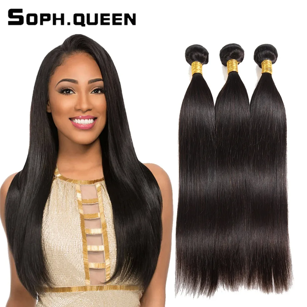 

Soph Queen Hair Brazilian Virgin Hair Weave Bundles Brazilian Straight Hair Bundles 100% Human Hair Bundles Can Buy With Closure