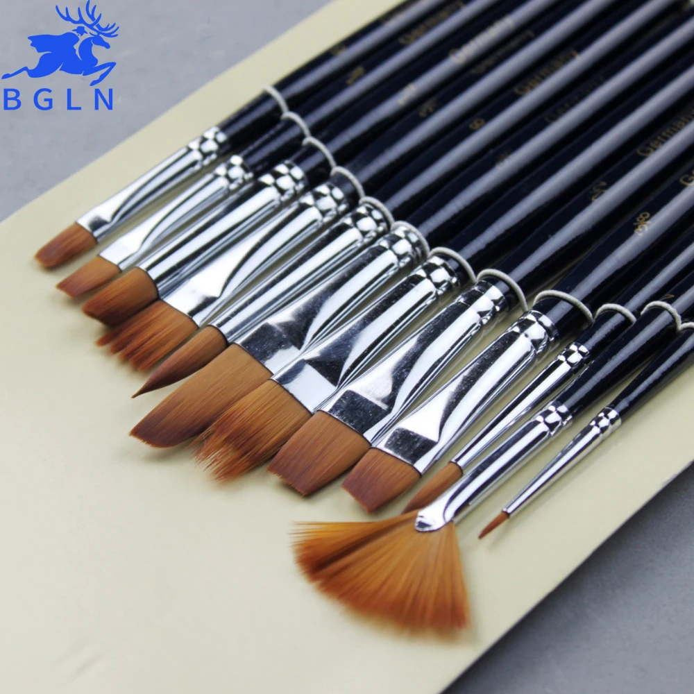 Koop 12 Stks Verscheidenheid Stijl Verf Borstels Set Korte Handvat Nylon Haar Schilderij Borstel Olie Acryl Borstel Aquarel Pen Kunst Levert