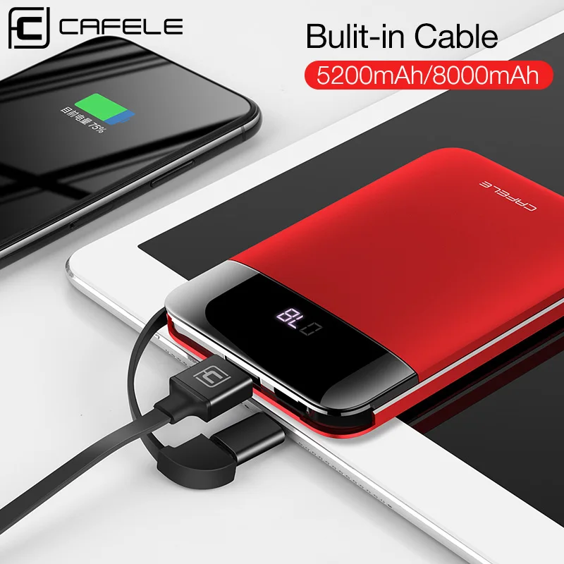 CAFELE LED display Portable Power Bank Dual USB Output External Battery Charging For iphone X Xs