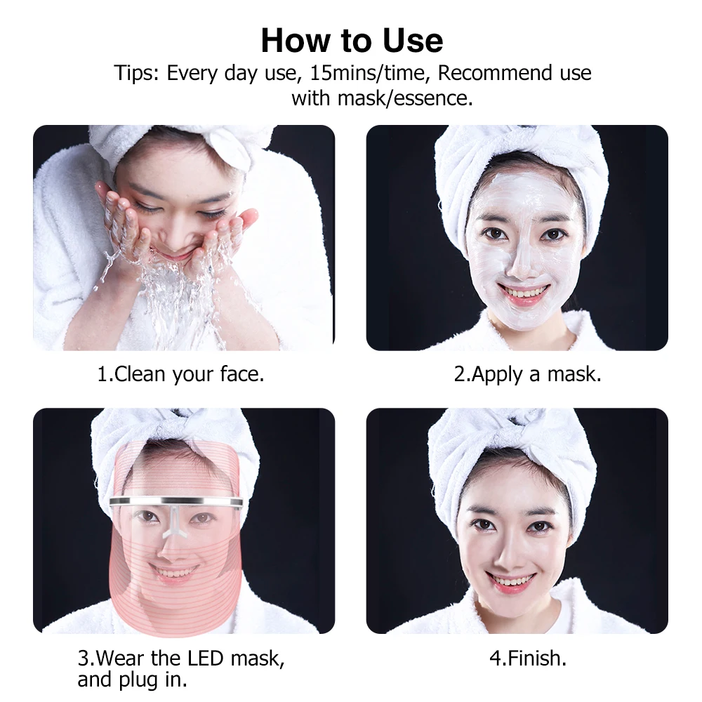 3 Colors Facial LED Mask Machine Photon Therapy Light Anti Wrinkle Acne Removal Skin Rejuvenation Facial Skin Care Beauty Device