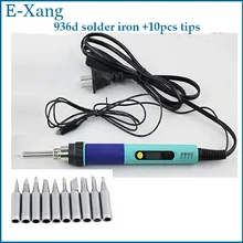 ROHS 936d цифровой ЖК Регулируемая температура электрическая паяльная станция Электрический паяльник 220 в 60 Вт+ припой tip10/шт