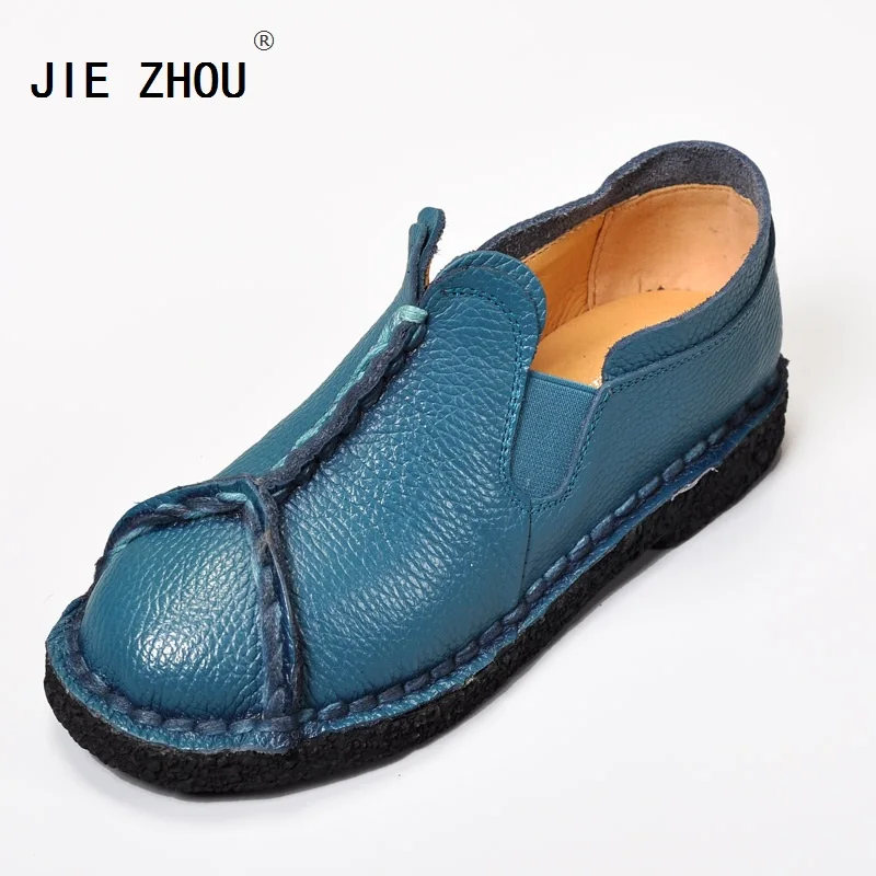 

Retro Women Shoes & Flats Woman Genuine Leather Flat Shoes Fashion Hand-sewn Women Loafers Female Casual Shoes