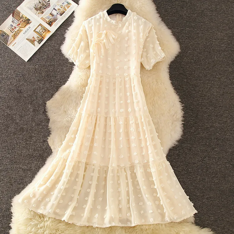

Summer Dress 2019 Women Sweet Lace A-line Slim Long Dress Casual Beach Vacatio Vestidos