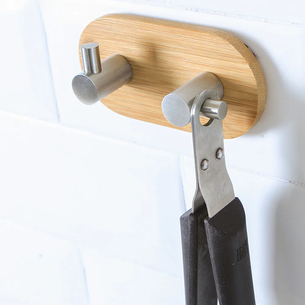 Крючок для двери, вешалка для ванной комнаты, кухонного шкафа, без крючка для ногтей, из нержавеющей стали, Bambo, сумка для полотенец, держатель для ключей, настенные вешалки