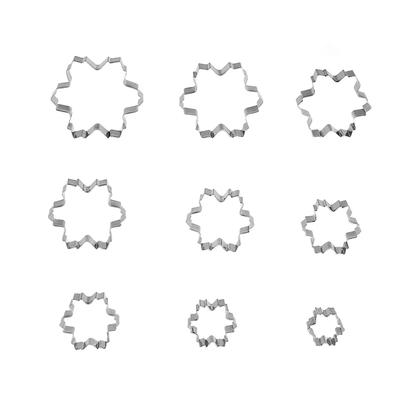 9 шт./лот Снежинка Формы Из Нержавеющей Стали Cookie Cutter Торт Украшение Fondant Фрезы Инструмент Cookies Biscoito