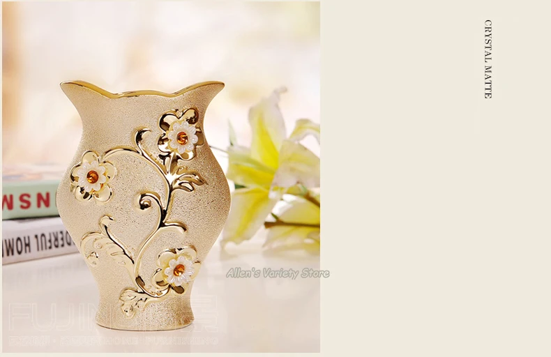 Камея enchase ваза позолоченный цветок держатель смола керамическая ваза для цветов декоративные вазы золотые свадебные украшения покрытая металлом ваза