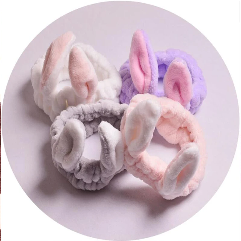 

Women's three-dimensional rabbit ear wash face makeup shower mask hair band width headband shampoo with children hair accessorie