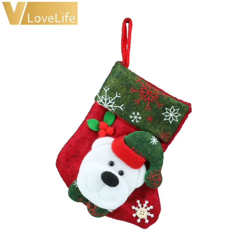 Милые рождественские носки-чулки; коллекция года; Новогодний подарок Санта-Клауса; Подарочная сумка; рождественские украшения; праздничные вечерние принадлежности - Цвет: Bear
