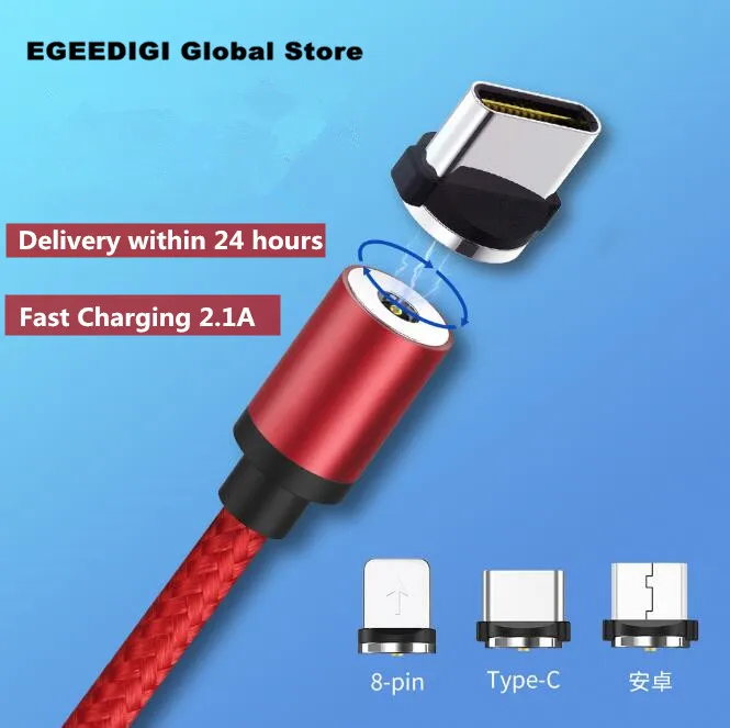 

EGEEDIGI Magnetic Cable For iphone 7 Xr Micro Usb Type C Fast Charging Adapter Microusb Type-C Magnet Charger For Samsung Xiaomi