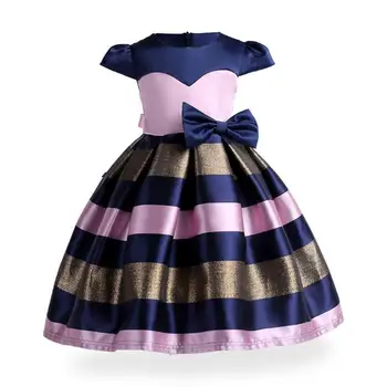 

Europe and the United States 2018 summer children and girls horizontal stripes dress western striped dress long section