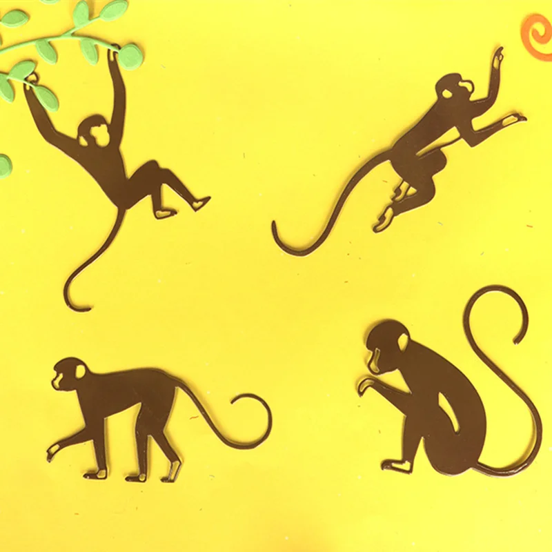 

DUOFEN 4PCS/Monkey metal flowers cutting dies new 2018 DIY Scrapbooking paper craft card