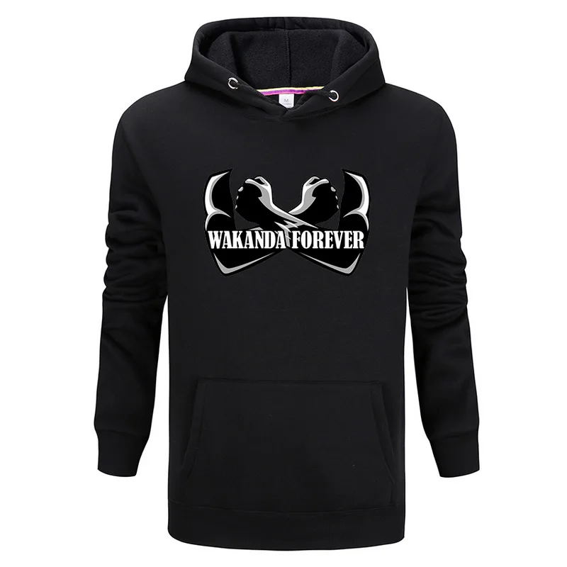Wakanda Forever Hooded Hoodies men Black pullover Hoody Men High Quality 100% Polyester Hoodie Asian size Wakanda Forever Hooded Hoodies men Black pullover Hoody Men High Quality 100% Polyester Hoodie Asian size