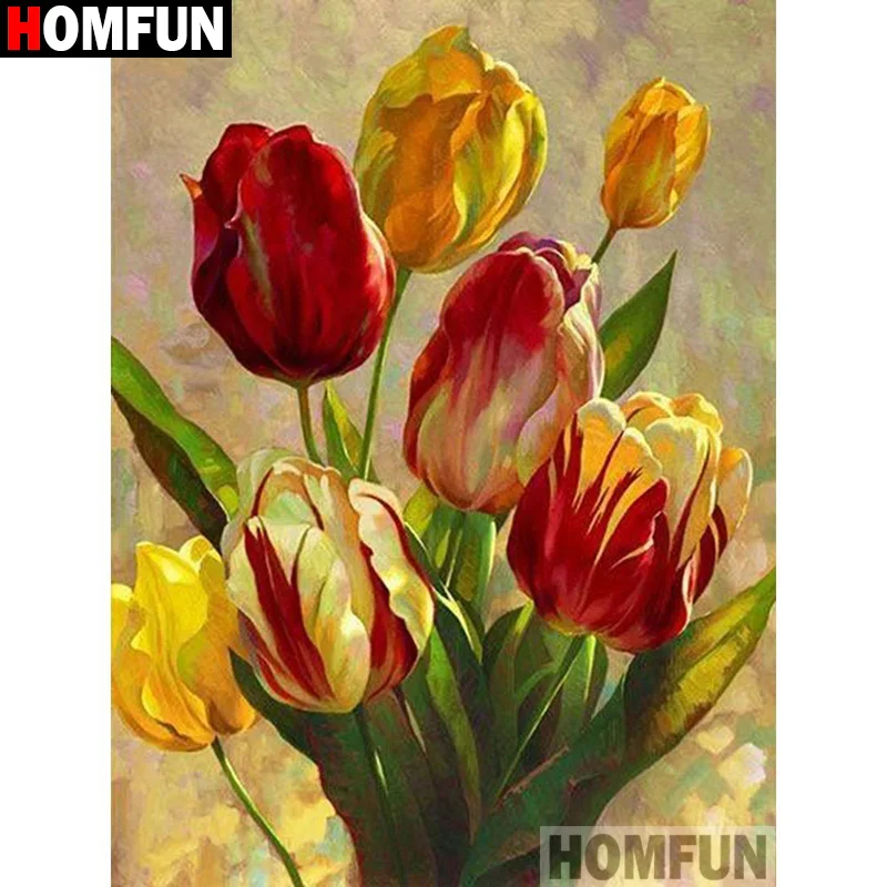 Алмазная 5d-картина HOMFUN цветы тюльпана вышивка крестиком из квадратных/круглых