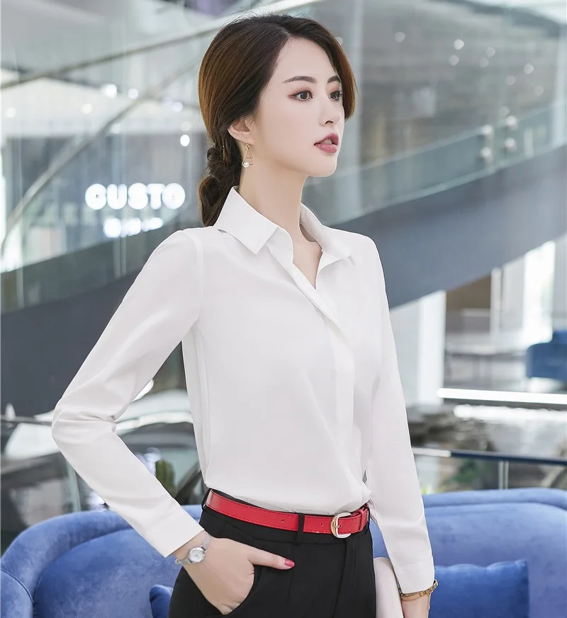 Formal Women Blouses & Shirts Long Sleeve Office Ladies Work Wear ...
