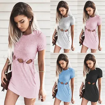 

Sexy Women Ladies Casual Short Sleeve Dress Hollow Out Sexy Bodycon Dress Party Short Mini Dress Summer