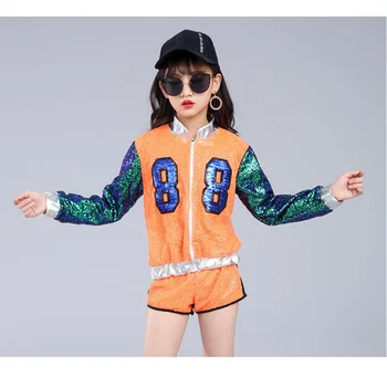 

Kids Ballroom Sequined Sparkly Hip Hop dance Clothing Jazz Costumes Boys Girls performance Stage wear Dancing Outfits Suits