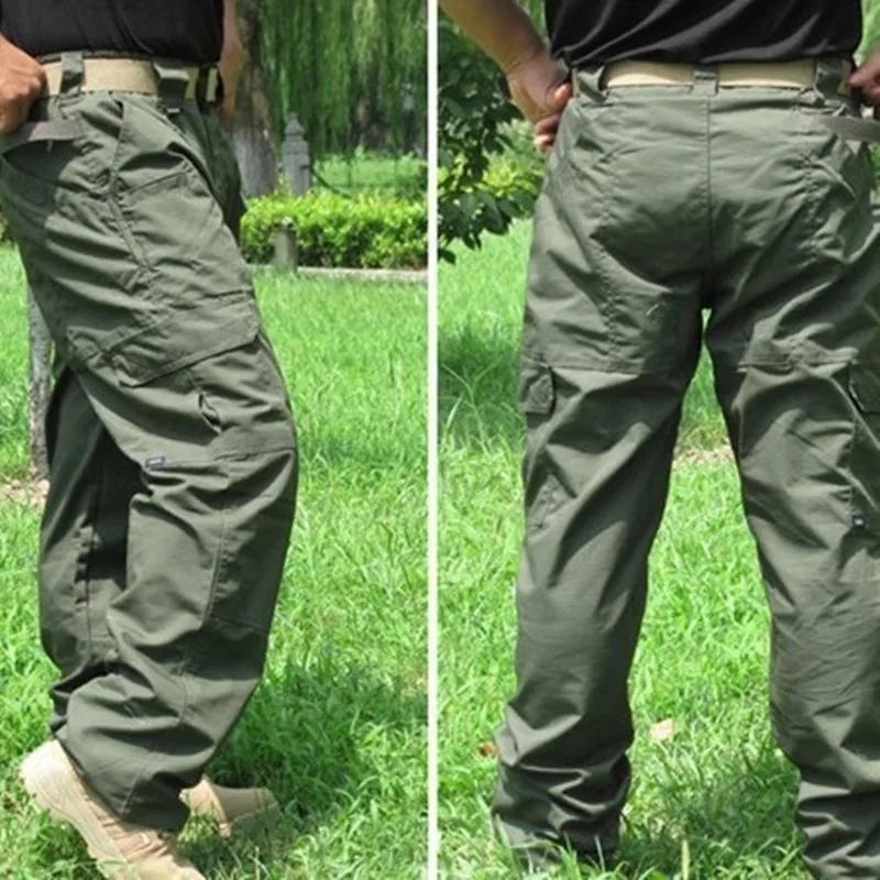 

Outdoor Training Water Repellent Ripstop Tactical Pants Hiking Waterproof Loose Pocket Trousers Climbing Plaid Fabric