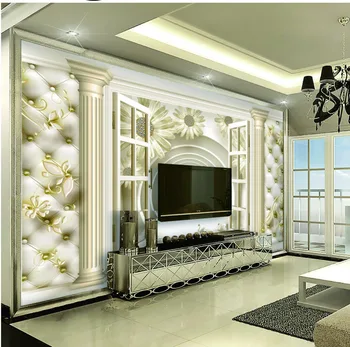 

Custom Any Size Mural Wallpaper 3D Jewelry Arch Soft Case TV background wall Home Decor Living Room Wall Covering