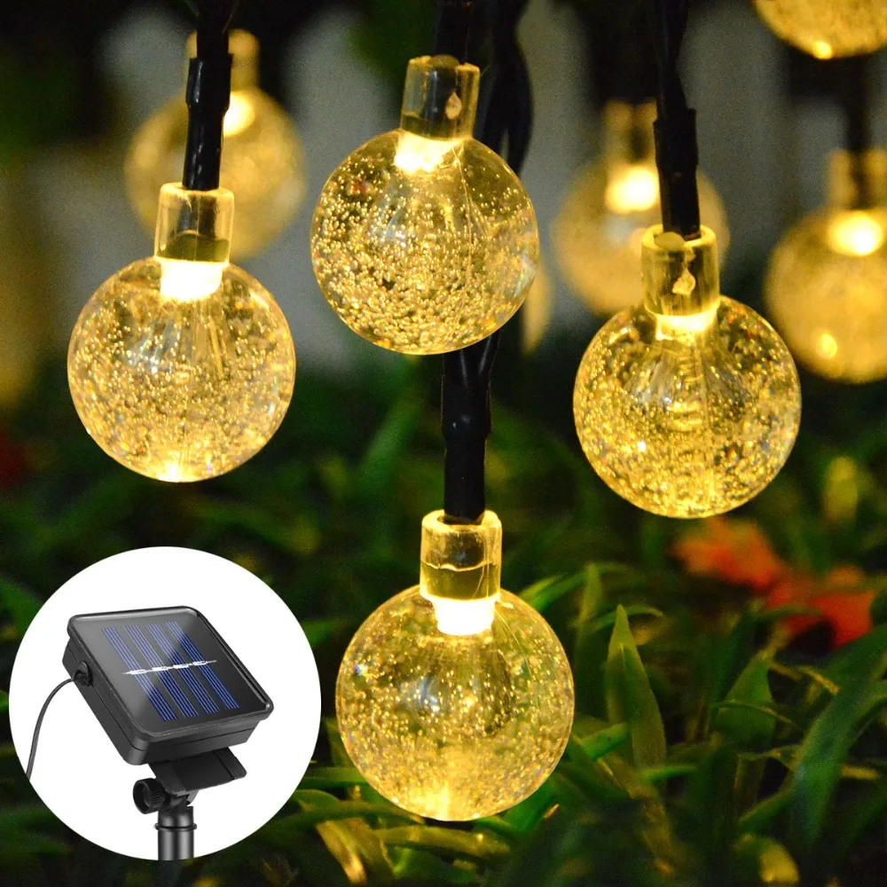 

6M 7M 12M 22M Path Light Solar LED Lamp Crystal Bulb /Flower /Fairy Strings Waterproof Outdoor Garden Christmas garland light