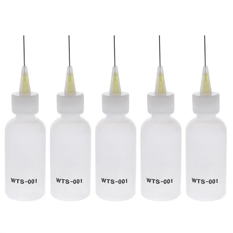 

5pcs 50ml Transparent Plastic Bottle Glue Dispenser Needle Bottle for Rosin Solder Flux Paste Glue Pot