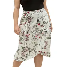 Новая женская юбка Пляжная шифоновая юбка женская летняя Цветочная кружевная юбка рыбий хвост гофрированные асимметричные юбки юбка рыбий хвост