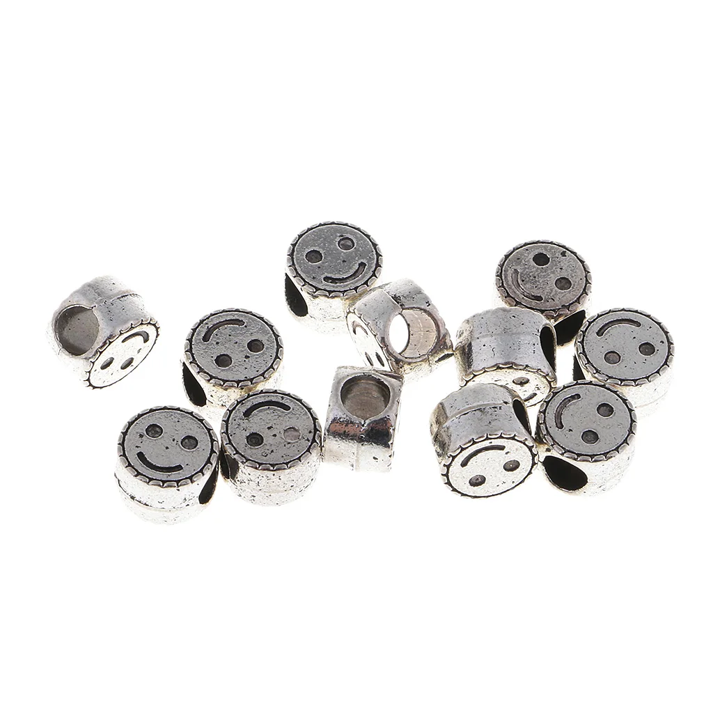 Pack of 12 Beautiful Large Hole Beads Metal Decorative Beads for Clothing Bags Shoes Bracelet Decor	