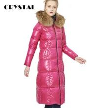 Candy Color Luxury Raccoon Fur Down Jacket Women 95% White duck down X-Long Hooded Down Coat Thermal Outwear S-XXXL