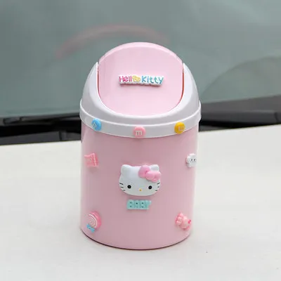 Рисунок «Hello Kitty» мини Чана для мусора корзина для мусора офисный Настольный маленький мусорный бак Роскошный чехол-книжка с крышкой обеденный, журнальный столик автомобиля мусорное ведро для переработки - Цвет: KT