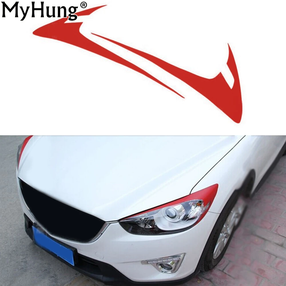 Car Sticker Eyebrow Decoration Sticker For Mazda 2012 2016 CX5Carbon Fiber Headlight Front font b Lamp