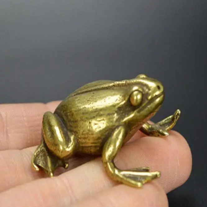 Copper Statue Chinese Hand Carved Animal Pastoral Style Brass Frog Small Ornament Free Shipping | Дом и сад